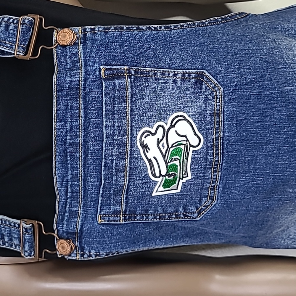 Urban Outfitters Mini Dress Size Medium Denim Skirtalls Money Hand Embellished - Picture 3 of 8